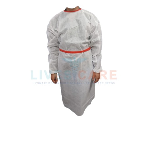 Disposable Gown with Red Colour Belts
