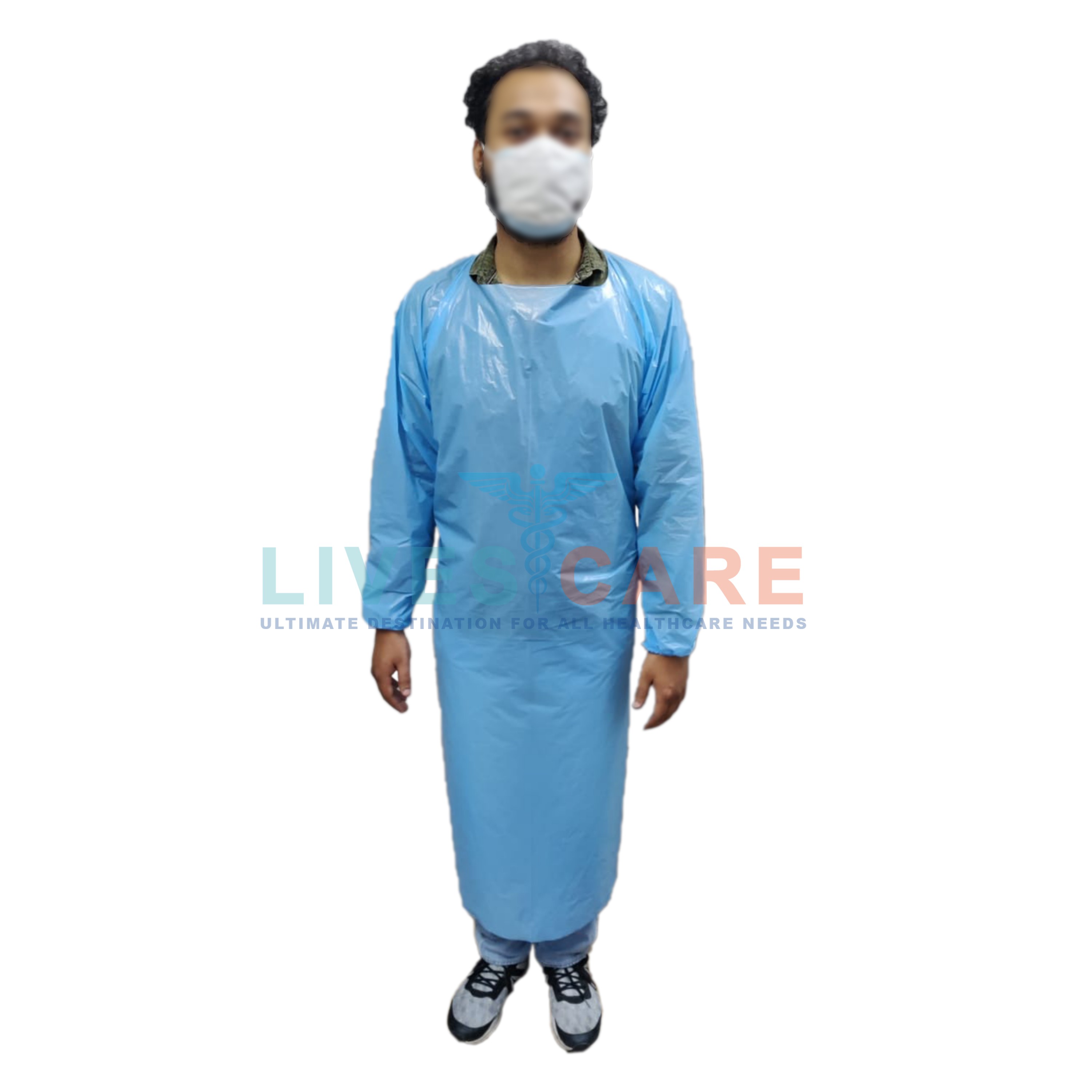 Plastic Isolation Gown with elastic cuff